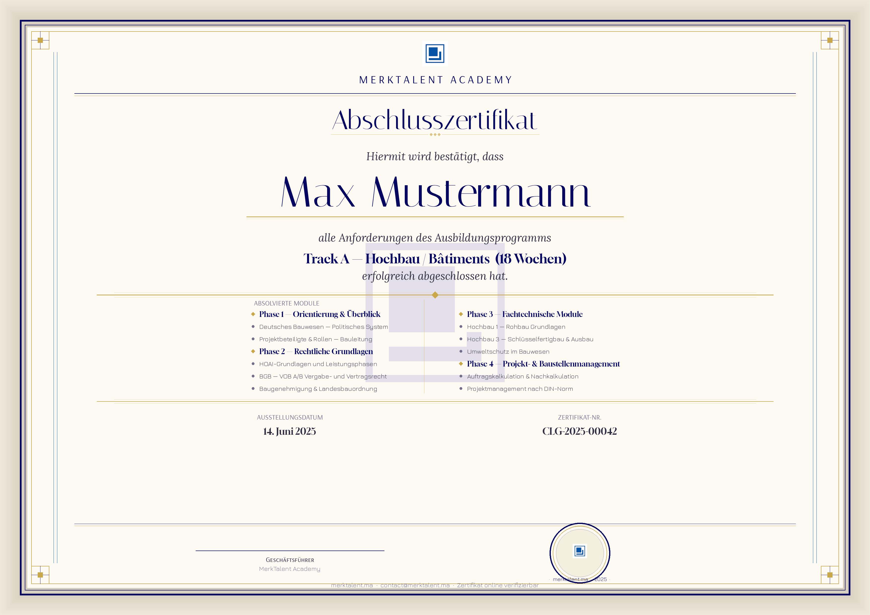 Abschlusszertifikat MerkTalent Academy